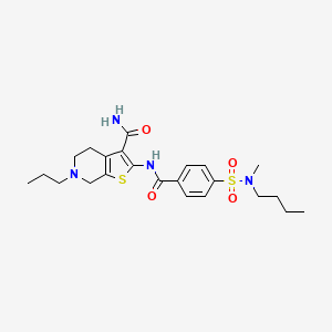 molecular formula C23H32N4O4S2 B2931364 2-[[4-[butyl(methyl)sulfamoyl]benzoyl]amino]-6-propyl-5,7-dihydro-4H-thieno[2,3-c]pyridine-3-carboxamide CAS No. 681181-46-4