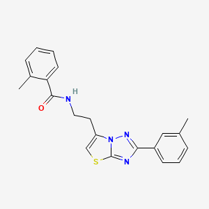 molecular formula C21H20N4OS B2931366 2-methyl-N-(2-(2-(m-tolyl)thiazolo[3,2-b][1,2,4]triazol-6-yl)ethyl)benzamide CAS No. 894022-21-0
