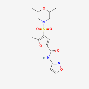 molecular formula C16H21N3O6S B2931367 4-((2,6-dimethylmorpholino)sulfonyl)-5-methyl-N-(5-methylisoxazol-3-yl)furan-2-carboxamide CAS No. 1207006-93-6