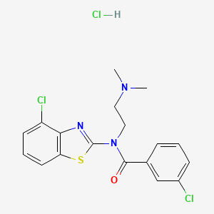 molecular formula C18H18Cl3N3OS B2931368 3-chloro-N-(4-chlorobenzo[d]thiazol-2-yl)-N-(2-(dimethylamino)ethyl)benzamide hydrochloride CAS No. 1052542-15-0
