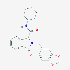 molecular formula C23H24N2O4 B293137 2-(1,3-benzodioxol-5-ylmethyl)-N-cyclohexyl-3-oxoisoindoline-1-carboxamide 