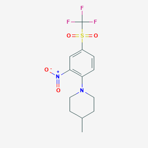 4-Methyl-1-{2-nitro-4-[(trifluoromethyl)sulfonyl]phenyl}piperidine