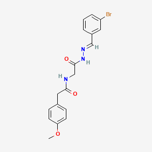 (E)-N-(2-(2-(3-bromobenzylidene)hydrazinyl)-2-oxoethyl)-2-(4-methoxyphenyl)acetamide