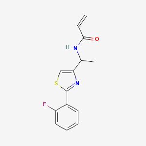 molecular formula C14H13FN2OS B2931379 N-[1-[2-(2-Fluorophenyl)-1,3-thiazol-4-yl]ethyl]prop-2-enamide CAS No. 2305560-72-7