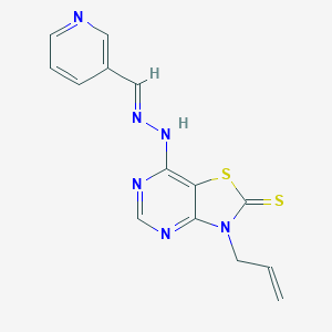 molecular formula C14H12N6S2 B293138 Nicotinaldehyde (3-allyl-2-thioxo-2,3-dihydro[1,3]thiazolo[4,5-d]pyrimidin-7-yl)hydrazone 
