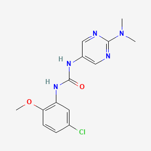 molecular formula C14H16ClN5O2 B2931383 1-(5-氯-2-甲氧基苯基)-3-(2-(二甲氨基)嘧啶-5-基)脲 CAS No. 1396873-69-0