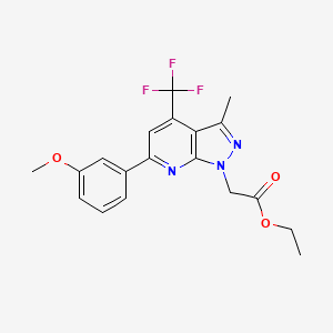molecular formula C19H18F3N3O3 B2931386 ethyl [6-(3-methoxyphenyl)-3-methyl-4-(trifluoromethyl)-1H-pyrazolo[3,4-b]pyridin-1-yl]acetate CAS No. 1011392-42-9
