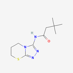 molecular formula C11H18N4OS B2931389 N-(6,7-dihydro-5H-[1,2,4]triazolo[3,4-b][1,3]thiazin-3-yl)-3,3-dimethylbutanamide CAS No. 946299-87-2