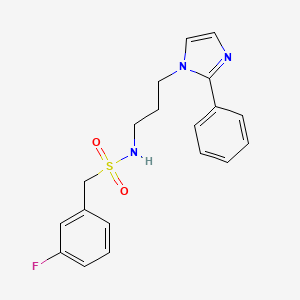 molecular formula C19H20FN3O2S B2931390 1-(3-fluorophenyl)-N-(3-(2-phenyl-1H-imidazol-1-yl)propyl)methanesulfonamide CAS No. 1421526-08-0