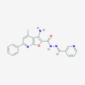 molecular formula C21H17N5O2 B293141 3-amino-4-methyl-6-phenyl-N'-(3-pyridinylmethylene)furo[2,3-b]pyridine-2-carbohydrazide 