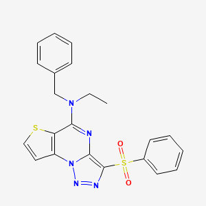 molecular formula C22H19N5O2S2 B2931411 N-苄基-N-乙基-3-(苯磺酰基)噻吩并[2,3-e][1,2,3]三唑并[1,5-a]嘧啶-5-胺 CAS No. 892730-27-7