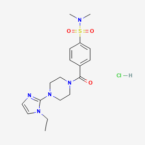 molecular formula C18H26ClN5O3S B2931416 4-(4-(1-乙基-1H-咪唑-2-基)哌嗪-1-羰基)-N,N-二甲基苯磺酰胺盐酸盐 CAS No. 1189702-13-3