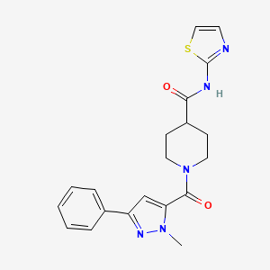 1-(1-methyl-3-phenyl-1H-pyrazole-5-carbonyl)-N-(thiazol-2-yl)piperidine-4-carboxamide