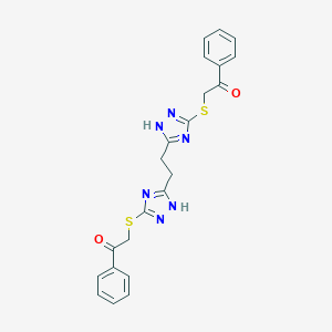 molecular formula C22H20N6O2S2 B293142 2-{[5-(2-{5-[(2-oxo-2-phenylethyl)sulfanyl]-4H-1,2,4-triazol-3-yl}ethyl)-4H-1,2,4-triazol-3-yl]sulfanyl}-1-phenylethanone 