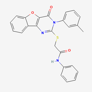 2-((4-oxo-3-(m-tolyl)-3,4-dihydrobenzofuro[3,2-d]pyrimidin-2-yl)thio)-N-phenylacetamide