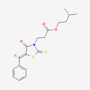 molecular formula C18H21NO3S2 B2931426 (Z)-isopentyl 3-(5-benzylidene-4-oxo-2-thioxothiazolidin-3-yl)propanoate CAS No. 19375-26-9