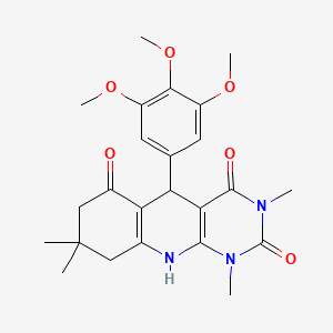 molecular formula C24H29N3O6 B2931427 1,3,8,8-四甲基-5-(3,4,5-三甲氧基苯基)-5,8,9,10-四氢吡啶并[4,5-b]喹啉-2,4,6(1H,3H,7H)-三酮 CAS No. 868144-04-1