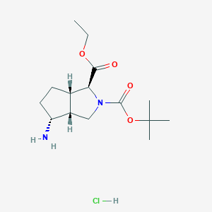 2-O-Tert-butyl 3-O-ethyl (3S,3aS,6R,6aR)-6-amino-3,3a,4,5,6,6a-hexahydro-1H-cyclopenta[c]pyrrole-2,3-dicarboxylate;hydrochloride