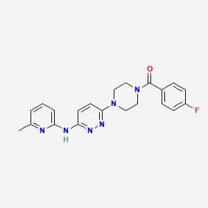 molecular formula C21H21FN6O B2931441 (4-Fluorophenyl)(4-(6-((6-methylpyridin-2-yl)amino)pyridazin-3-yl)piperazin-1-yl)methanone CAS No. 1021072-98-9