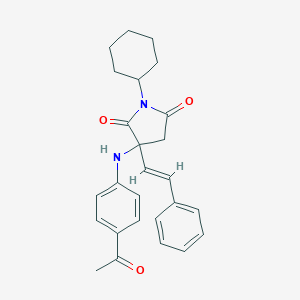 molecular formula C26H28N2O3 B293147 1-Cyclohexyl-3-styryl-3-(4-acetylanilino)pyrrolidine-2,5-dione 