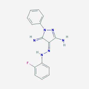 (4Z)-4-[(2-fluorophenyl)hydrazinylidene]-5-imino-1-phenylpyrazol-3-amine