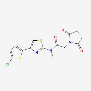 molecular formula C13H10ClN3O3S2 B2931482 N-(4-(5-氯噻吩-2-基)噻唑-2-基)-2-(2,5-二氧代吡咯烷-1-基)乙酰胺 CAS No. 392324-77-5
