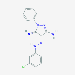 molecular formula C15H13ClN6 B293149 (4Z)-4-[(3-chlorophenyl)hydrazinylidene]-5-imino-1-phenylpyrazol-3-amine 