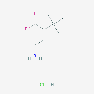 molecular formula C8H18ClF2N B2931496 3-(Difluoromethyl)-4,4-dimethylpentan-1-amine;hydrochloride CAS No. 2309457-68-7