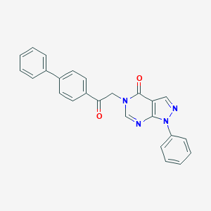 molecular formula C25H18N4O2 B293150 5-(2-[1,1'-biphenyl]-4-yl-2-oxoethyl)-1-phenyl-1,5-dihydro-4H-pyrazolo[3,4-d]pyrimidin-4-one 
