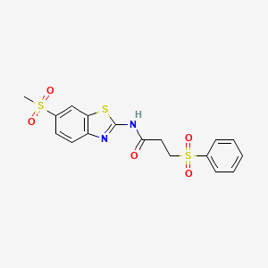 3-Benzenesulfonyl-N-(6-methanesulfonyl-benzothiazol-2-yl)-propionamide