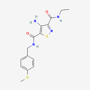 molecular formula C15H18N4O2S2 B2931525 4-amino-N3-ethyl-N5-(4-(methylthio)benzyl)isothiazole-3,5-dicarboxamide CAS No. 1251703-11-3