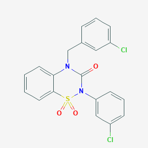 molecular formula C20H14Cl2N2O3S B2931540 4-(3-氯苄基)-2-(3-氯苯基)-2H-1,2,4-苯并噻二嗪-3(4H)-酮 1,1-二氧化物 CAS No. 893789-59-8