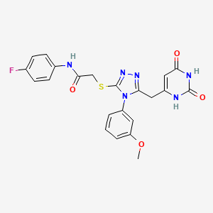 molecular formula C22H19FN6O4S B2931554 2-[[5-[(2,4-dioxo-1H-pyrimidin-6-yl)methyl]-4-(3-methoxyphenyl)-1,2,4-triazol-3-yl]sulfanyl]-N-(4-fluorophenyl)acetamide CAS No. 852048-96-5