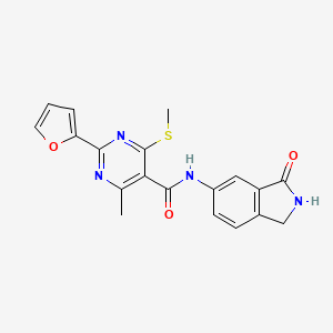 2-(furan-2-yl)-4-methyl-6-(methylsulfanyl)-N-(3-oxo-2,3-dihydro-1H-isoindol-5-yl)pyrimidine-5-carboxamide