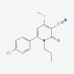 molecular formula C16H15ClN2OS B2931568 6-(4-Chlorophenyl)-4-(methylsulfanyl)-2-oxo-1-propyl-1,2-dihydro-3-pyridinecarbonitrile CAS No. 478042-96-5