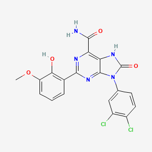 molecular formula C19H13Cl2N5O4 B2931569 9-(3,4-dichlorophenyl)-2-(2-hydroxy-3-methoxyphenyl)-8-oxo-8,9-dihydro-7H-purine-6-carboxamide CAS No. 887889-41-0