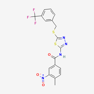 4-methyl-3-nitro-N-(5-((3-(trifluoromethyl)benzyl)thio)-1,3,4-thiadiazol-2-yl)benzamide