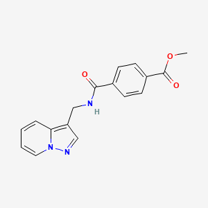 molecular formula C17H15N3O3 B2931599 Methyl 4-((pyrazolo[1,5-a]pyridin-3-ylmethyl)carbamoyl)benzoate CAS No. 1396557-62-2