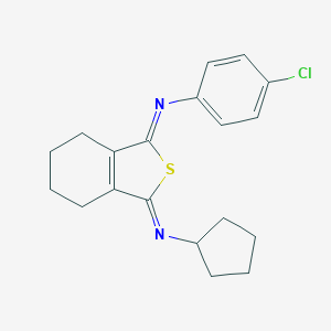 molecular formula C19H21ClN2S B293161 N-(4-Chlorophenyl)-N'-cyclopentyl-4,5,6,7-tetrahydrobenzo[c]thiophene-1,3-diimine 
