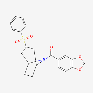 benzo[d][1,3]dioxol-5-yl((1R,5S)-3-(phenylsulfonyl)-8-azabicyclo[3.2.1]octan-8-yl)methanone