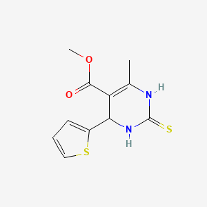molecular formula C11H12N2O2S2 B2931626 Methyl 4-methyl-6-(2-thienyl)-2-thioxo-1,3,6-trihydropyrimidine-5-carboxylate CAS No. 302822-24-8