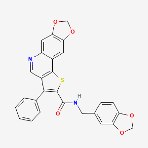 N-(1,3-benzodioxol-5-ylmethyl)-3-phenyl[1,3]dioxolo[4,5-g]thieno[3,2-c]quinoline-2-carboxamide