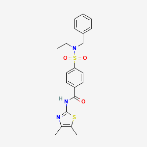 molecular formula C21H23N3O3S2 B2931654 4-(N-苄基-N-乙基磺酰基)-N-(4,5-二甲基噻唑-2-基)苯甲酰胺 CAS No. 923464-51-1