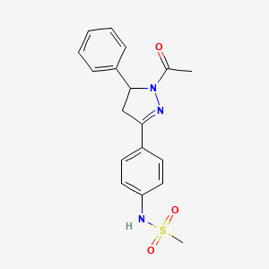 molecular formula C18H19N3O3S B2931658 N-(4-(1-acetyl-5-phenyl-4,5-dihydro-1H-pyrazol-3-yl)phenyl)methanesulfonamide CAS No. 851718-38-2