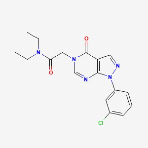 molecular formula C17H18ClN5O2 B2931660 2-[1-(3-氯苯基)-4-氧代吡唑并[3,4-d]嘧啶-5-基]-N,N-二乙基乙酰胺 CAS No. 895017-76-2