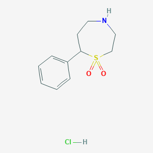 molecular formula C11H16ClNO2S B2931678 7-Phenyl-1,4-thiazepane-1,1-dioxide hydrochloride CAS No. 2097936-35-9