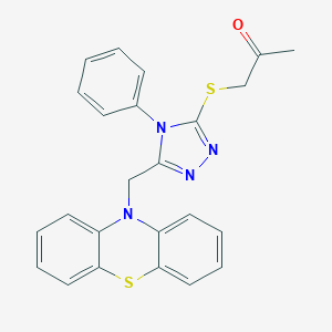 molecular formula C24H20N4OS2 B293168 1-{[5-(10H-phenothiazin-10-ylmethyl)-4-phenyl-4H-1,2,4-triazol-3-yl]sulfanyl}acetone 