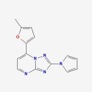 molecular formula C14H11N5O B2931682 7-(5-methyl-2-furyl)-2-(1H-pyrrol-1-yl)[1,2,4]triazolo[1,5-a]pyrimidine CAS No. 303146-17-0
