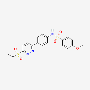 molecular formula C19H19N3O5S2 B2931685 N-(4-(6-(ethylsulfonyl)pyridazin-3-yl)phenyl)-4-methoxybenzenesulfonamide CAS No. 921838-02-0