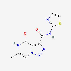 molecular formula C10H8N6O2S B2931691 6-methyl-4-oxo-N-1,3-thiazol-2-yl-4,5-dihydro[1,2,3]triazolo[1,5-a]pyrazine-3-carboxamide CAS No. 1787917-65-0